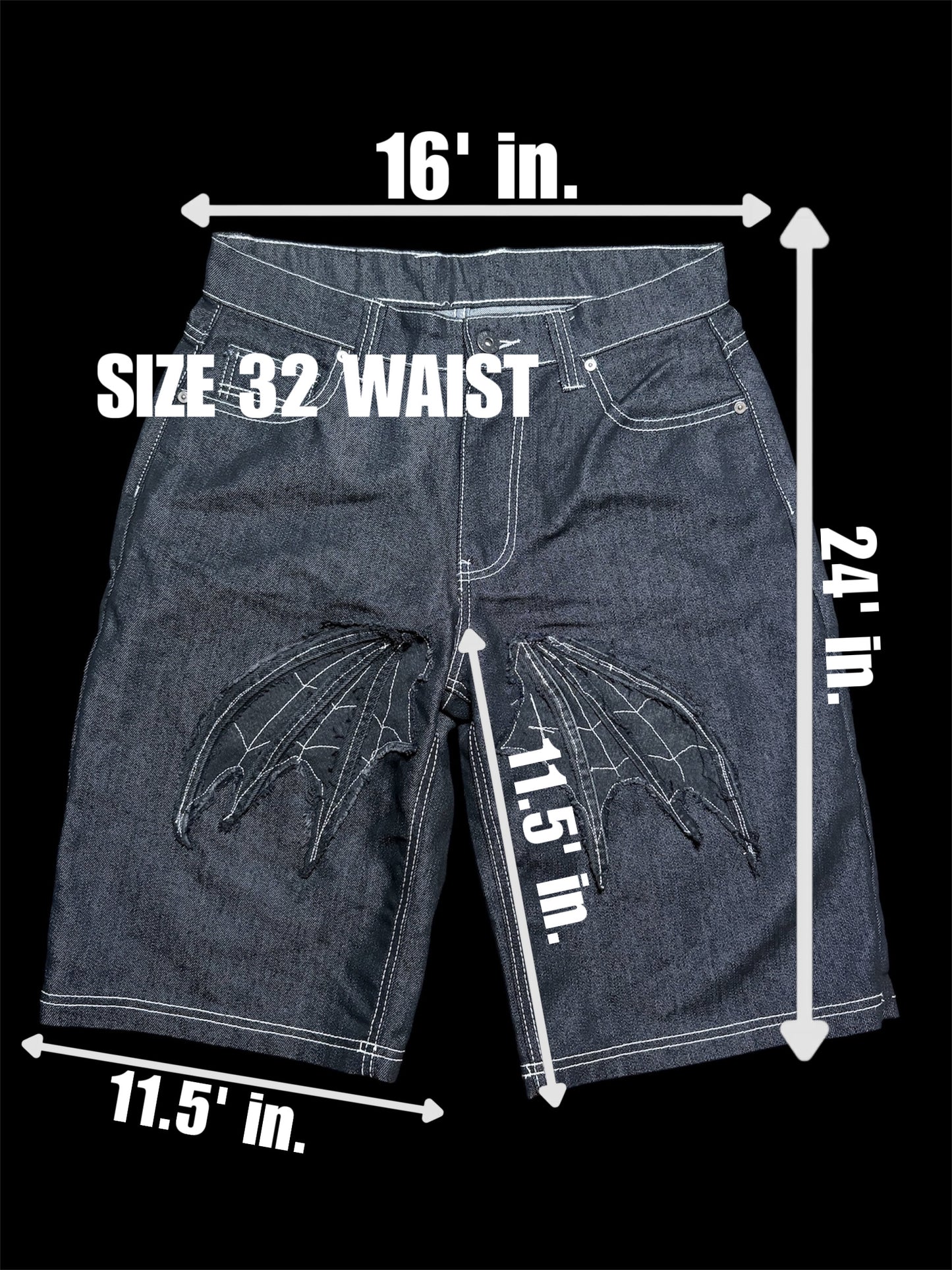 1:1 SEWN BAT SHORTS (black)
